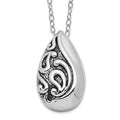 Sentimental Expressions Sterling Silver Rhodium-plated Antiqued Teardrop Ash Holder 18 Inch Necklace, 18 mm