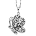 Sentimental Expressions Sterling Silver Rhodium-plated Antiqued Butterfly Ash Holder 18 Inch Necklace, 18 mm