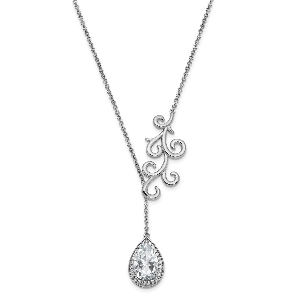 Sterling Silver CZ To My Bride 17.5in. Necklace w/ 3/4in. ext, 17.5 mm