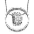 Sentimental Expressions Sterling Silver Rhodium-plated CZ Antiqued Mother and Daughter 18 Inch Necklace, 18 mm