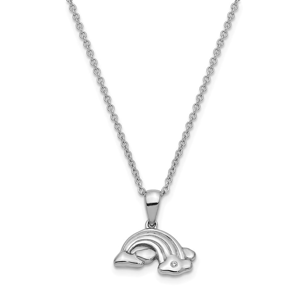 Sentimental Expressions Sterling Silver Rhodium-plated CZ Paint Rainbows 14in. Necklace with 2in. ext, 14 mm