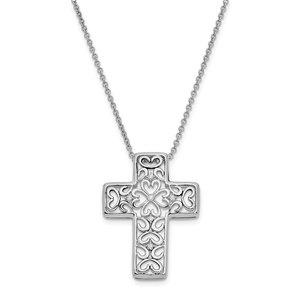 Sterling Silver CZ Unwavering Love 18in. Necklace, 18 mm
