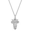 Sentimental Expressions Sterling Silver Rhodium-plated CZ Antiqued The Salvation Cross 18in. Necklace, 18 mm