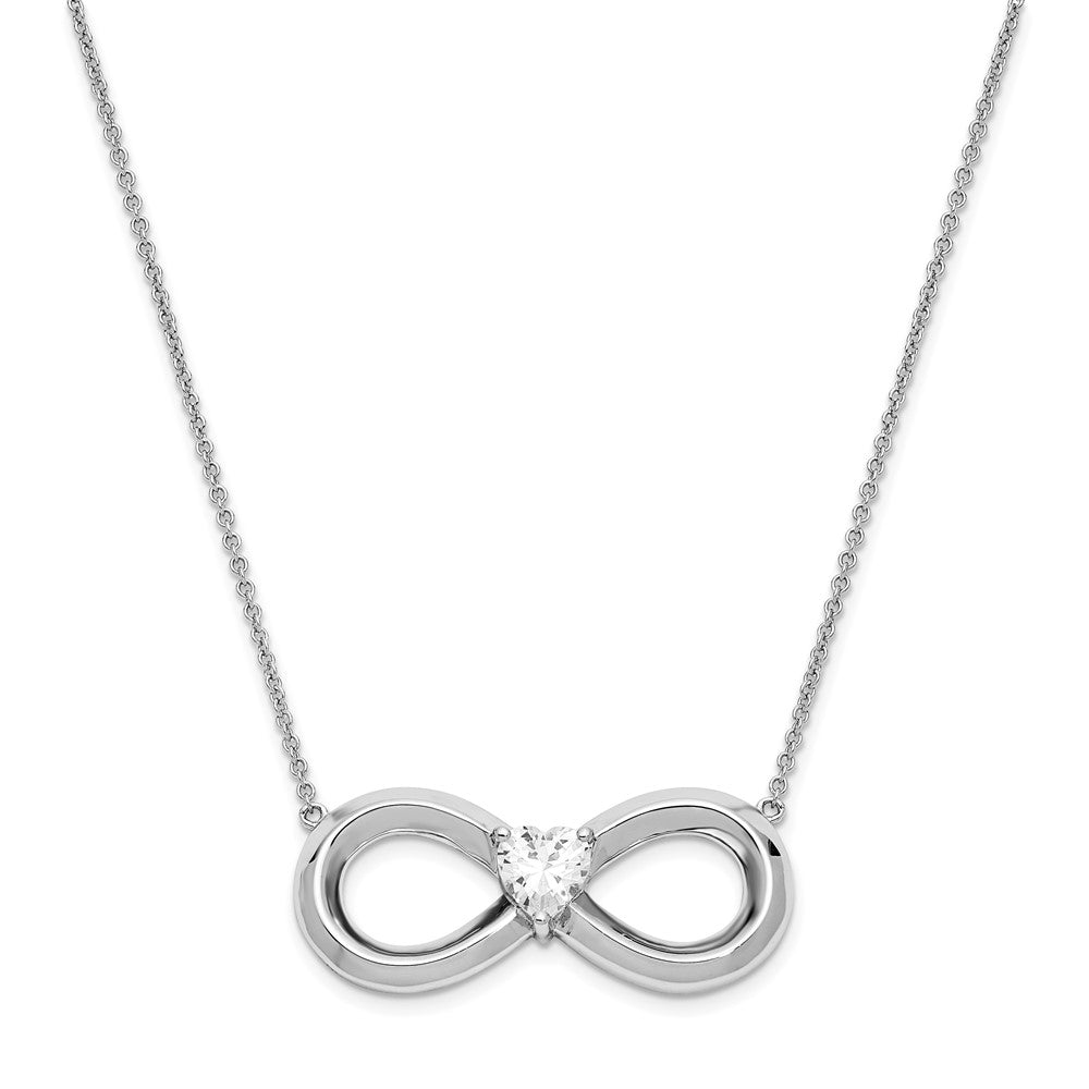 Sentimental Expressions Sterling Silver Rhodium-plated CZ Antiqued Forever 19in. Necklace, 19 mm