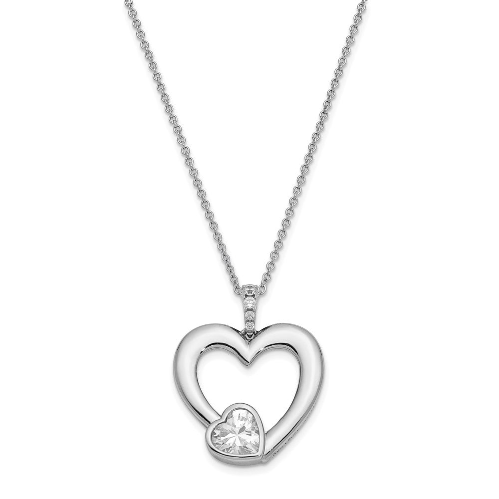 Sterling Silver CZ Antiqued Mother Of The Groom 18in. Necklace, 18 mm, 4.56 g