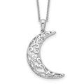 Sentimental Expressions Sterling Silver Rhodium-plated CZ Antiqued Love You To The Moon and Back 18in. Necklace, 18 mm