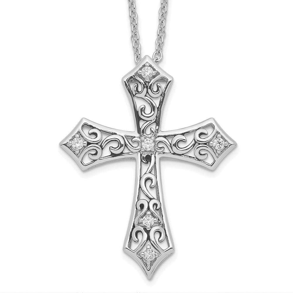Sentimental Expressions Sterling Silver Rhodium-plated CZ I Still Believe 18in. Necklace, 18 mm