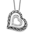 Sentimental Expressions Sterling Silver Rhodium-plated CZ Antiqued Mother Of the Bride 18in. Necklace, 18 mm