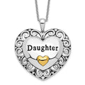 Sentimental Expressions Sterling Silver Gold-plated Antiqued Daughter 18in. Necklace, 18 mm