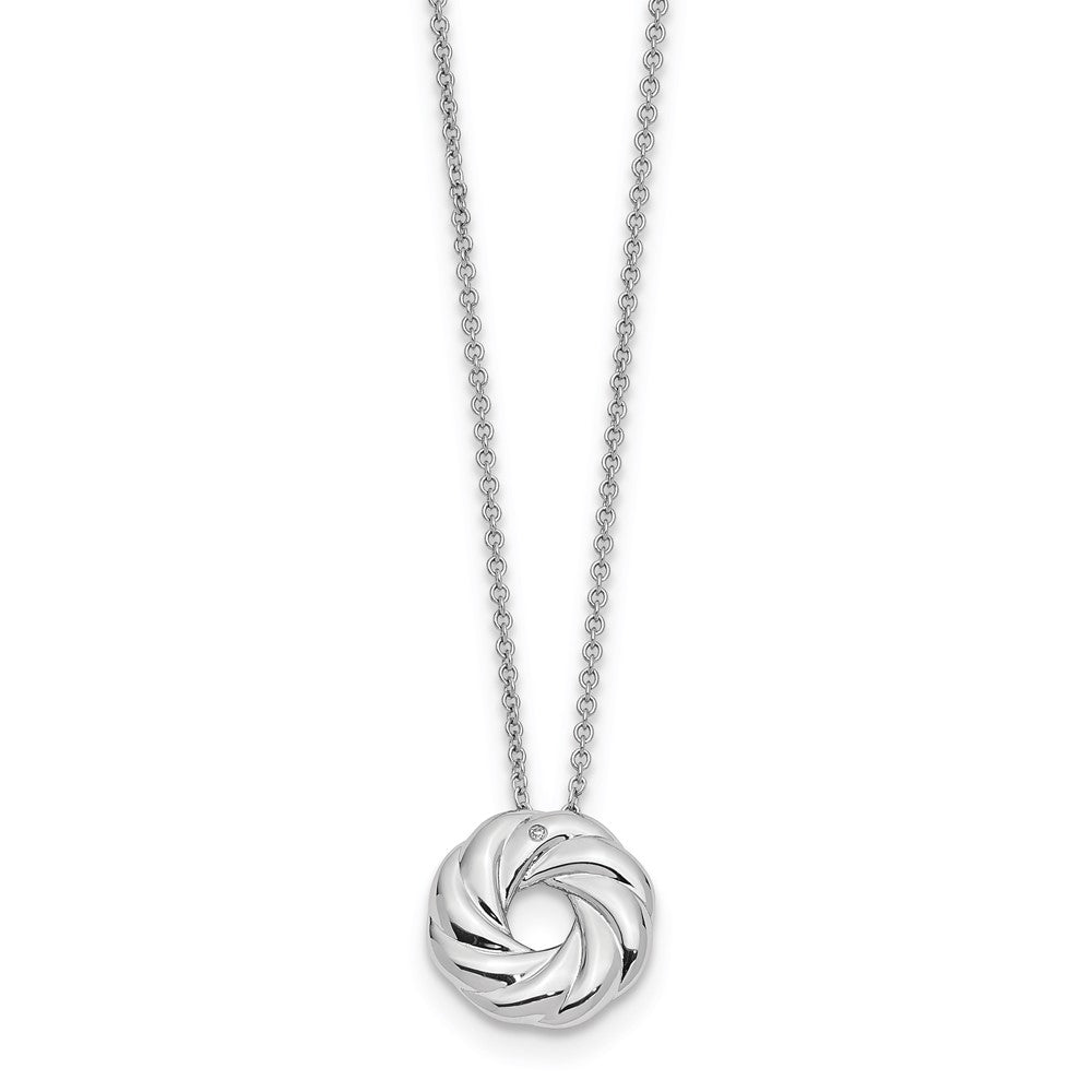 Sentimental Expressions Sterling Silver Rhodium-plated CZ Sparkle and Shine 14in. Necklace with 2in. ext, 14 mm