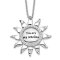 Sentimental Expressions Sterling Silver Rhodium-plated CZ Antiqued You Are My Sunshine 18in. Necklace, 18 mm