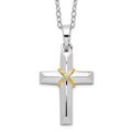 Sentimental Expressions Sterling Silver Rhodium-plated CZ Gold-tone Accent Cross Ash Holder 18 Inch Necklace, 18 mm