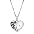 Sentimental Expressions Sterling Silver Rhodium-plated Antiqued Remembered in Love Heart 18 Inch Necklace, 18 mm