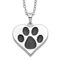 Sentimental Expressions Sterling Silver Rhodium-plated Antiqued Black Paw In Heart Ash Holder 18 Inch Necklace, 18 mm