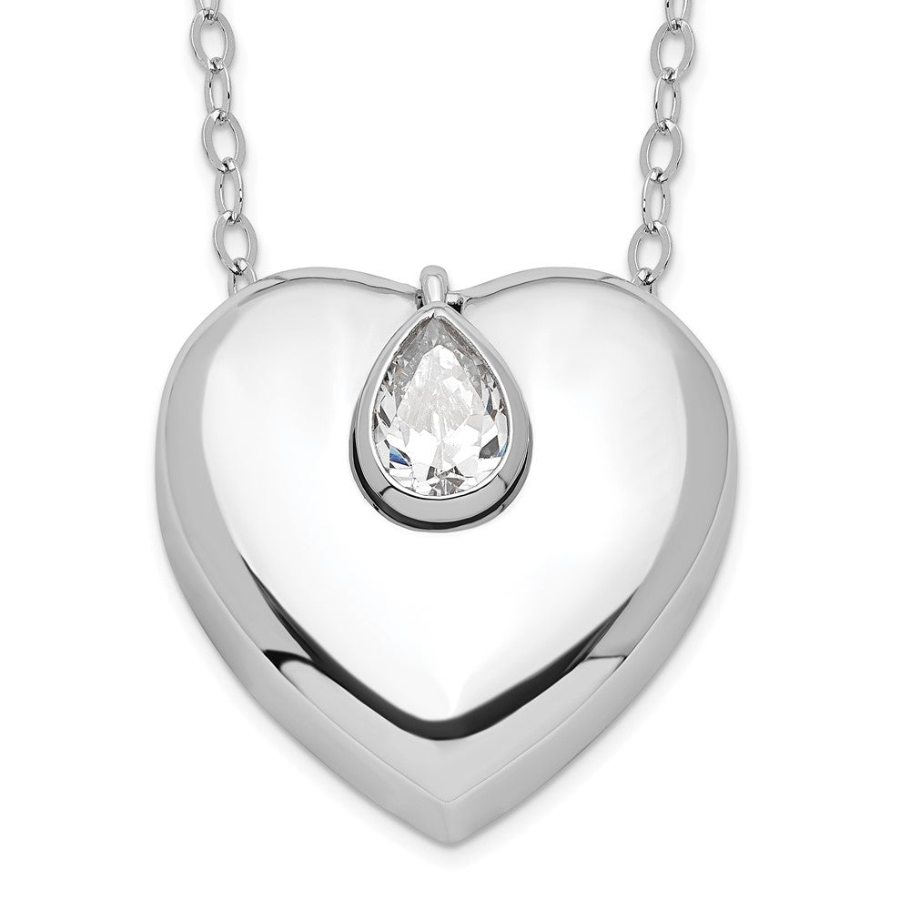 Sentimental Expressions Sterling Silver Rhodium-plated CZ Missing You Ash Holder 18 Inch Necklace, 18 mm