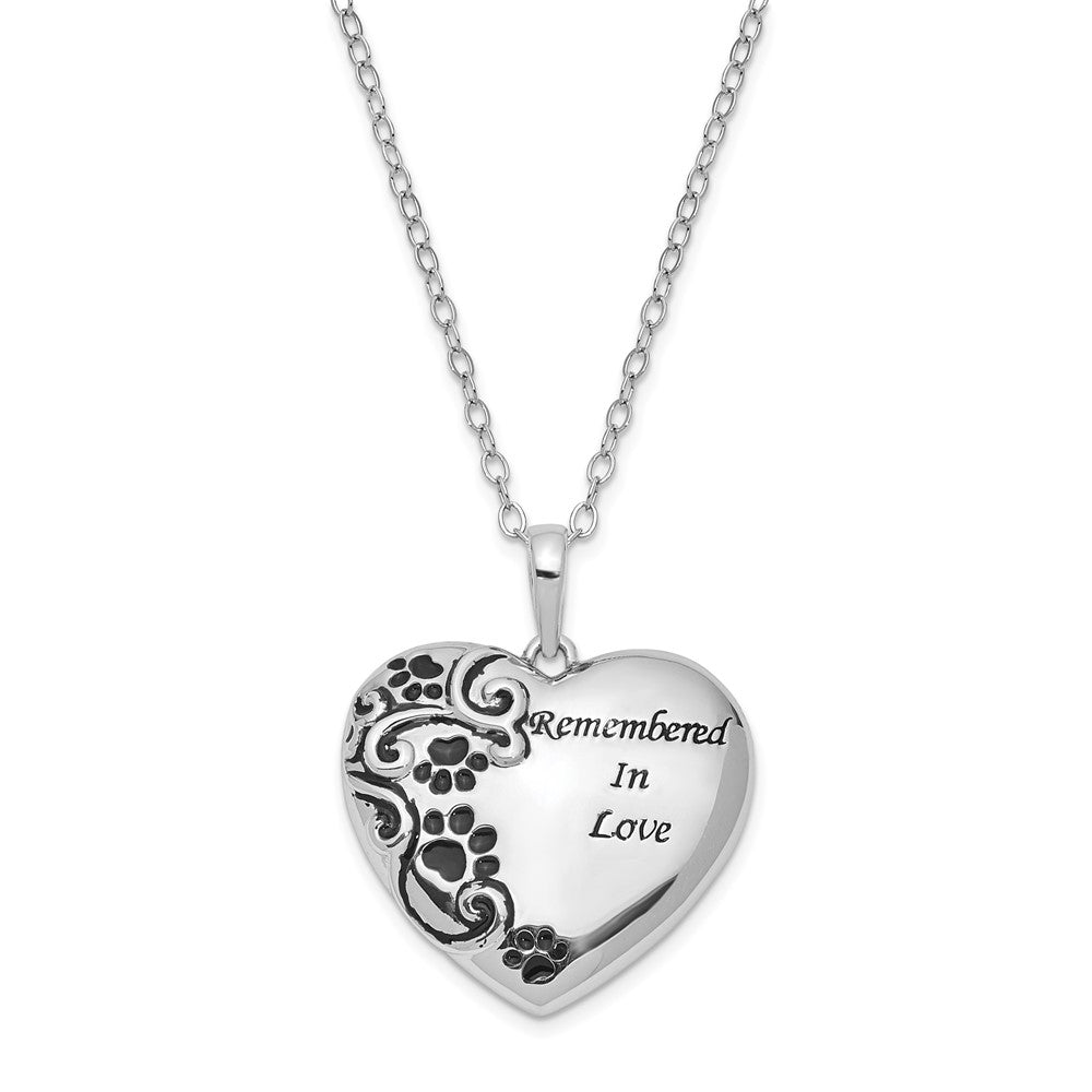 Sentimental Expressions Sterling Silver Rhodium-plated Antiqued Pet Ash Holder 18 Inch Necklace, 18 mm