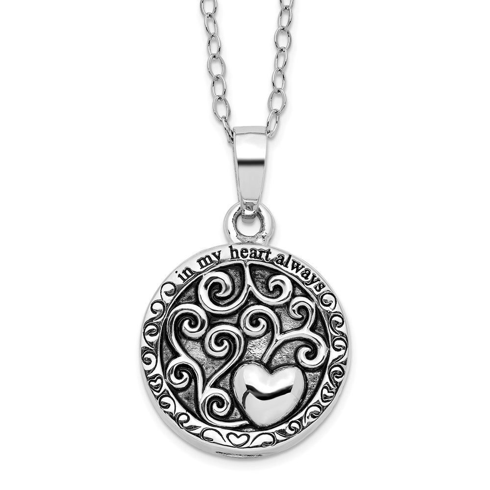 Sentimental Expressions Sterling Silver  Antiqued In My Heart Ash Holder 18 Inch Necklace, 18 mm