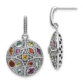 Shey Couture Sterling Silver with 14K Accent Antiqued .55Amethyst/.28Citrine/.65Blue Topaz.37Peridot/.52Garnet Post Dangle Earrings, 1.72 ct, 33 x 20 mm