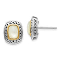 Shey Couture Sterling Silver with 14K Accent Antiqued Mother Of Pearl Post Earrings, 13 x 11 mm