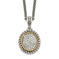 Shey Couture Sterling Silver with 14K Accent 18 Inch Antiqued Diamond Necklace, 0.25 ct, 18 x 15 mm