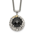 Shey Couture Sterling Silver with 14K Accent 18 Inch Antiqued Checkerboard-cut Black Onyx Necklace, 18 x 20 mm