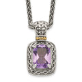 Shey Couture Sterling Silver with 14K Accent 18 inch Antiqued Cushion Amethyst Necklace, 2.25 ct, 18 x 11 mm