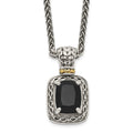 Shey Couture Sterling Silver with 14K Accent 18 inch Antiqued Black Onyx Necklace, 18 x 11 mm