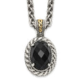 Shey Couture Sterling Silver with 14K Accent 18 Inch Antiqued Checkerboard-cut Black Onyx Necklace, 18 x 16 mm