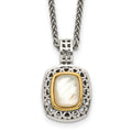 Shey Couture Sterling Silver with 14K Accent 18 Inch Antiqued Mother Of Pearl Necklace, 18 x 14 mm