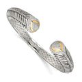 Shey Couture Sterling Silver with 14K Accent Antiqued 1/2 carat Diamond Hinged Cuff Bracelet, 0.487 ct, 12 mm
