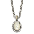 Shey Couture Sterling Silver with 14K Accent 18 Inch Antiqued Mother Of Pearl Necklace, 18 x 16 mm