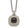 Shey Couture Sterling Silver with 14K Accent 18 Inch Antiqued Cabochon Black Onyx Necklace, 18 x 20 mm