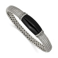 Shey Couture Sterling Silver Antiqued Black Onyx and Diamond Hinged Bangle Bracelet, 19.166 ct, 13 mm