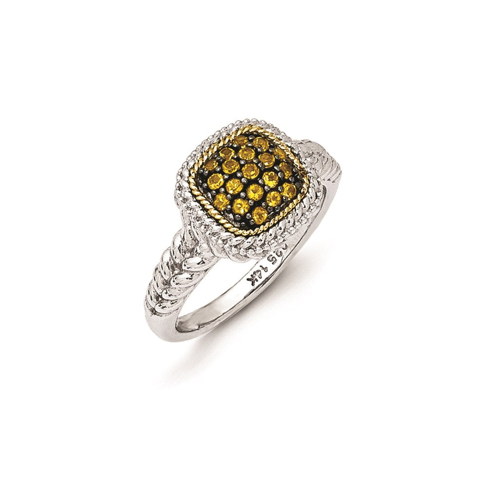 Sterling Silver w/14k and Black Rhodium Citrine Ring, 0.34 ct, Size 7