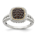 Sterling Silver w/14k and Black Rhodium Smoky Quartz Ring, 0.38 ct, Size 8