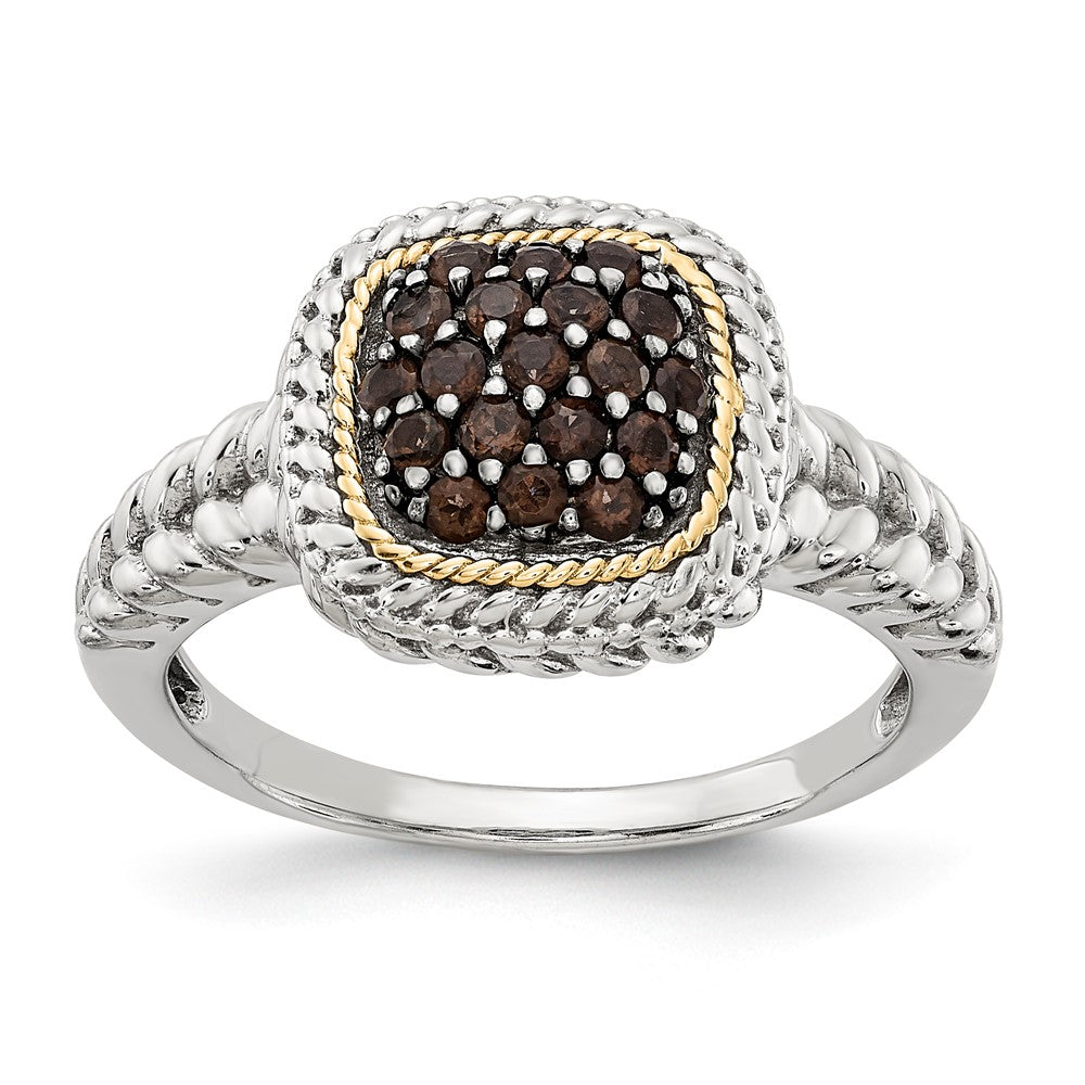 Sterling Silver w/14k and Black Rhodium Smoky Quartz Ring, 0.38 ct, Size 8