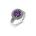 Sterling Silver w/14k Antiqued Amethyst Ring, 1.7 ct, Size 7