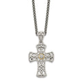 Shey Couture Sterling Silver with 14K Accent 18 Inch Diamond Cross Necklace, 0.05 ct, 18 x 18.5 mm