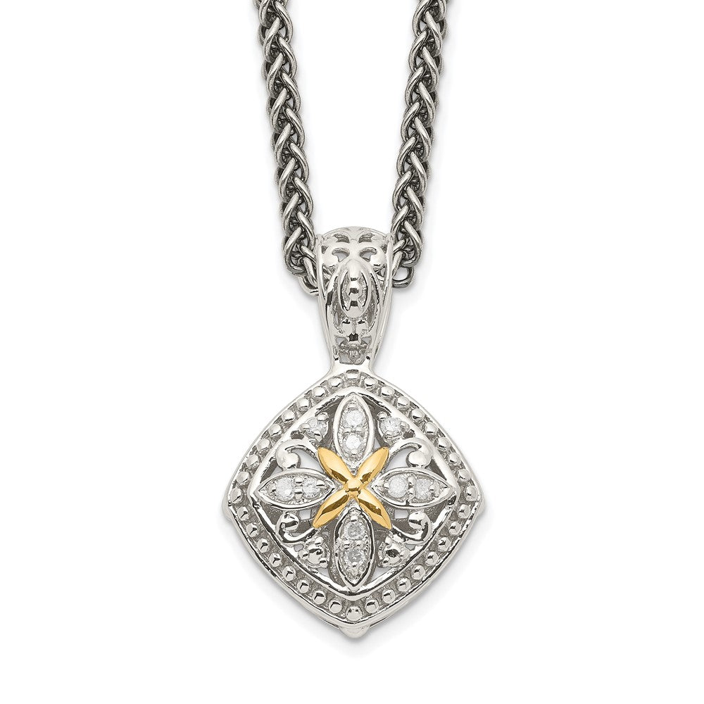 Shey Couture Sterling Silver with 14K Accent 18 Inch Diamond Necklace, 0.05 ct, 18 x 13 mm