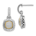 Shey Couture Sterling Silver with 14K Accent Diamond Dangle Post Earrings, 0.12 ct, 23 x 13 mm