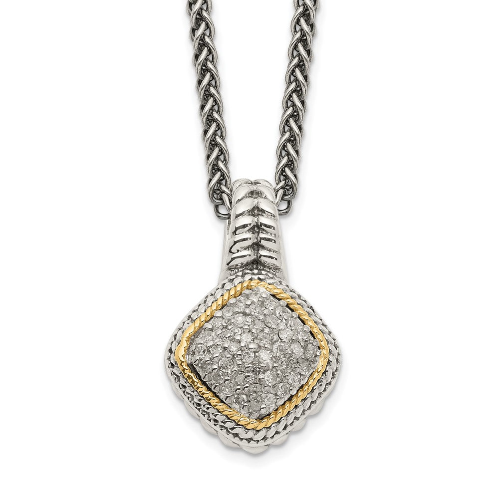 Shey Couture Sterling Silver with 14K Accent 18 Inch Diamond Necklace, 0.2 ct, 18 x 12 mm