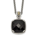 Shey Couture Sterling Silver with 14K Accent 18 Inch Antiqued Checkerboard-cut Black Onyx Necklace, 6.5 ct, 18 x 15 mm