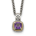 Shey Couture Sterling Silver with 14K Accent 18 Inch Antiqued Cushion Amethyst Necklace, 0.54 ct, 18 x 12 mm
