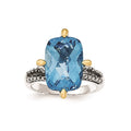 Sterling Silver w/14k Lt Swiss Blue Topaz Ring, 7 ct, Size 8