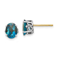 Shey Couture Sterling Silver with 14K Accent Antiqued Oval London Blue Topaz Post Earrings, 3.2 ct, 9 x 7 mm
