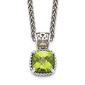 Shey Couture Sterling Silver with 14K Accent 18 Inch Antiqued Cushion Peridot Necklace, 1.7 ct, 18 mm