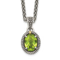 Shey Couture Sterling Silver with 14K Accent 18 Inch Antiqued Peridot Oval Necklace, 1.35 ct, 18 mm