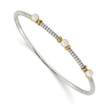 Shey Couture Sterling Silver with 14K Accent 4.5mm Freshwater Cultured Button Pearl Slip-on Bangle Bracelet, 5 mm