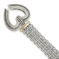 Shey Couture Sterling Silver with 14K Accent 7.75 Inch Antiqued Diamond Heart Bracelet, 0.01 ct, 7.75 x 12 mm