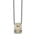 Shey Couture Sterling Silver Antiqued with 14K Accent Diamond 18 Inch Necklace, 0.1 ct, 18 x 14 mm